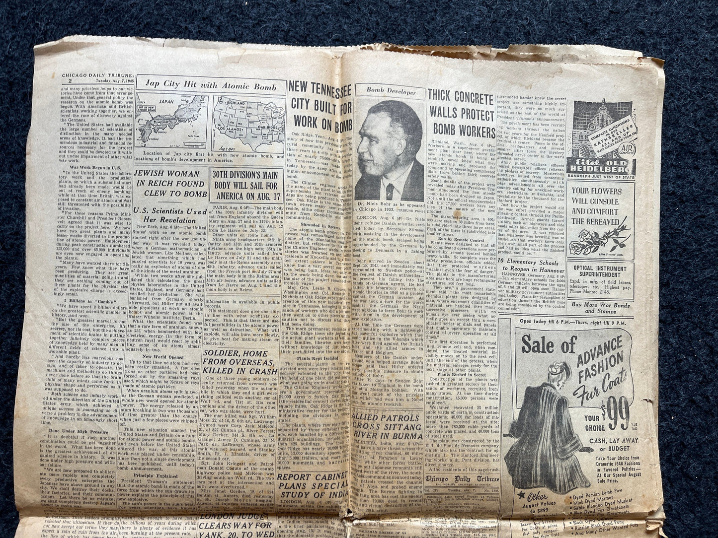 DAY OF Atomic Bombing of Hiroshima, Enola Gay, World War 2 Memorabilia, WW2 Propaganda, Vintage Newspaper Collectible, Military Gifts,