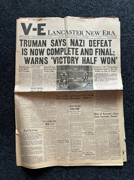 1945 Start and End of WW2 VE Day – Vintage newspapers – World War 2 Memorabila  Imperial Japan Defeated – European Pacific History WW3