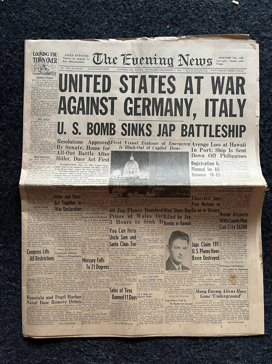 WW2 Start and End of WW2, Vintage newspapers, World War 2 Memorabilia, US History, Military Gifts, Gifts for Him Father, German Souvenirs