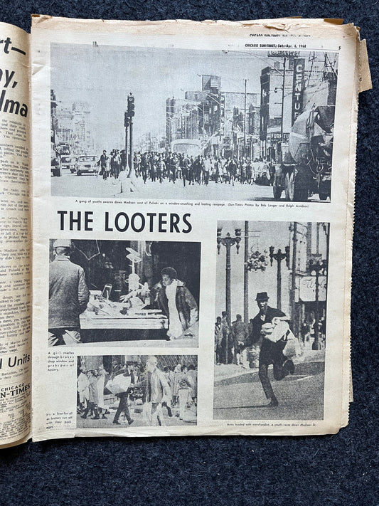 1968 MLK Jr Race Riots, Marches, US History, Civil Rights Black History BLM – Vintage Original Newspaper,