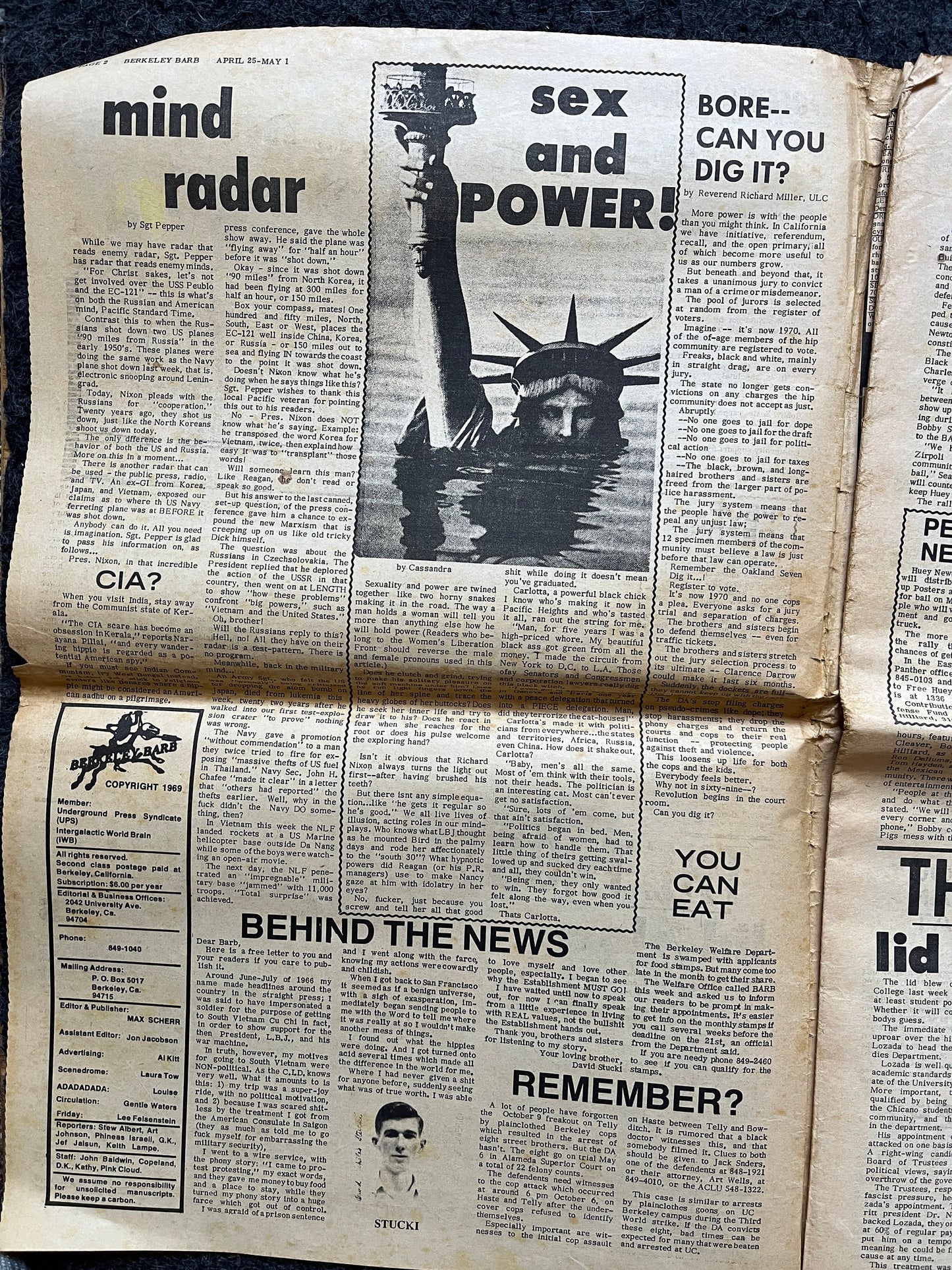 1970s Berkeley Bark CounterCulture, Black Panther Party, Underground Newspaper, Vintage Newspaper, San Francisco California, Black Gifts