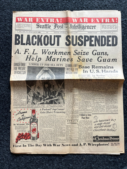 1941 WW2 San Francisco New York Blackout, Invasion of Hong Kong Guam Philippines Panama- Start of World War 2 Original Vintage