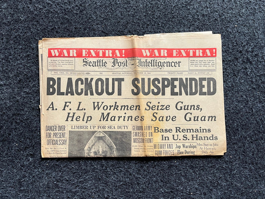 1941 WW2 San Francisco New York Blackout, Invasion of Hong Kong Guam Philippines Panama- Start of World War 2 Original Vintage