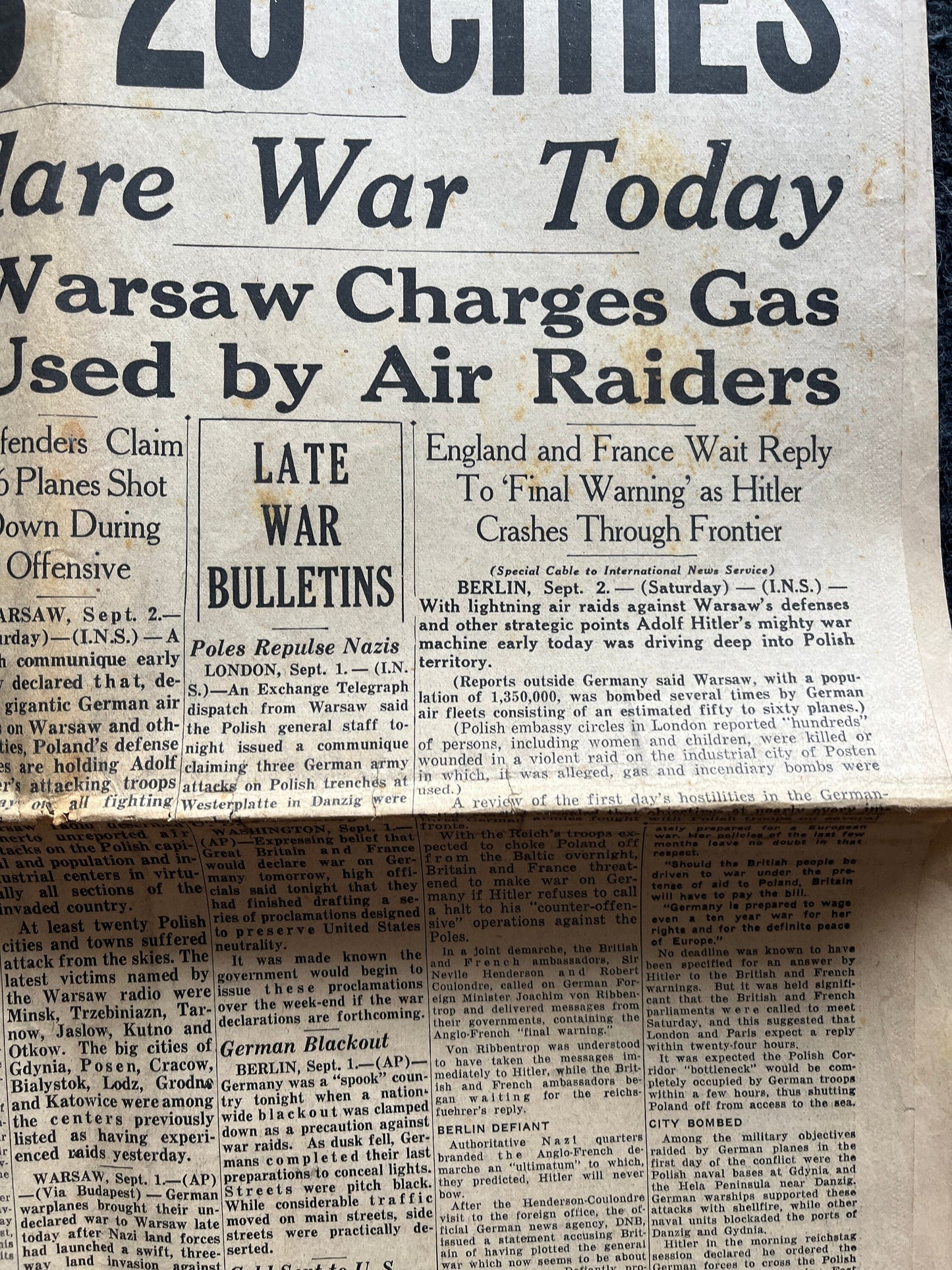 1939 Germany Invades Poland - Fighting in Warsaw, French Push into Germany, WW2 Memorabilia, History Gifts, Military Gifts, French History