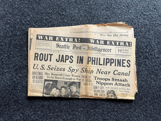 WW2 1942 Fall of Manila Philippines History and Resistance - Luzon Invasion - Vintage Newspaper Original World War 2 Memorabilia