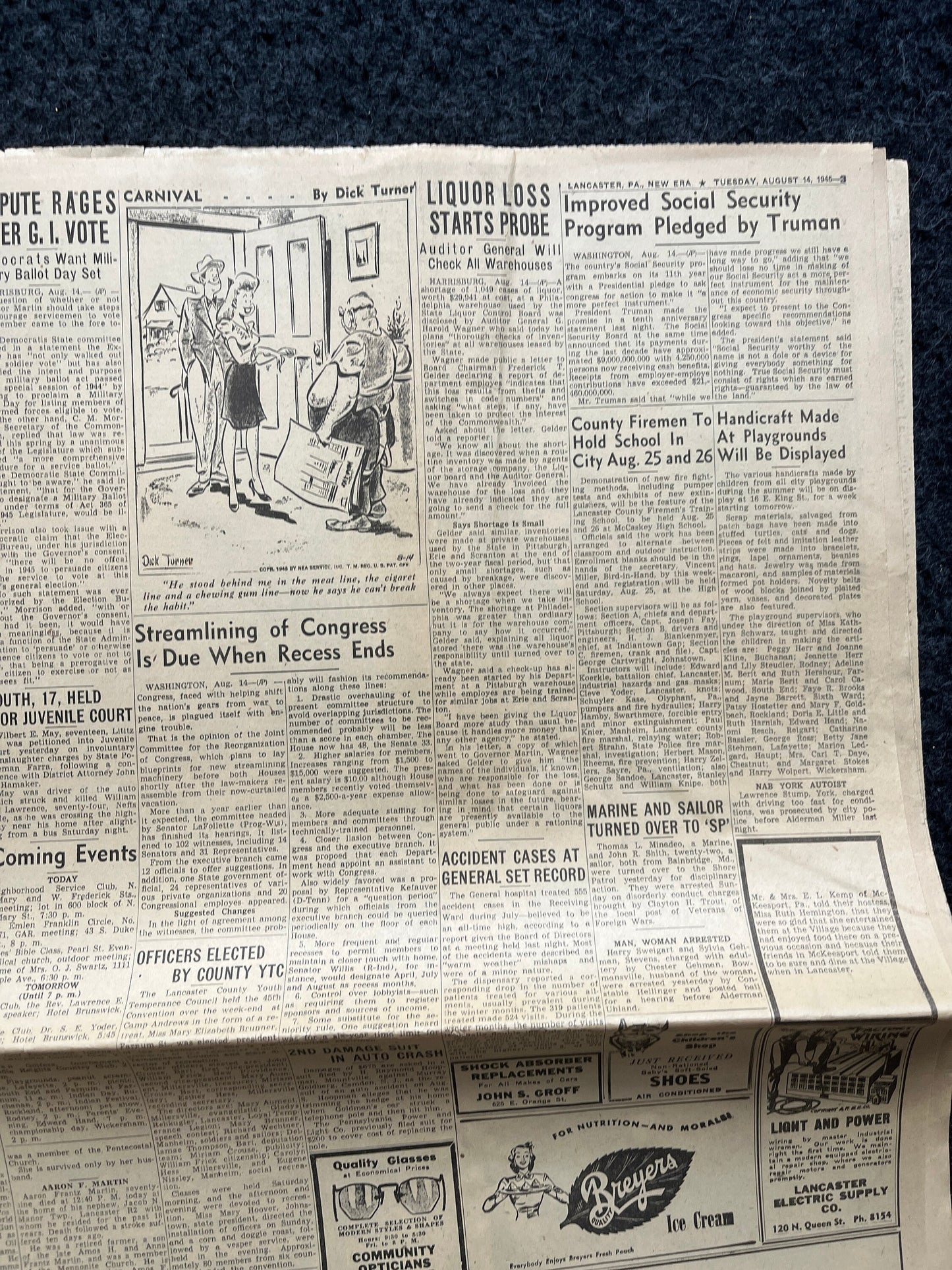 WWII Japanese Surrender - Day Before VJ Day - Extra Vintage Newspaper - Japan Unconditionally Surrenders