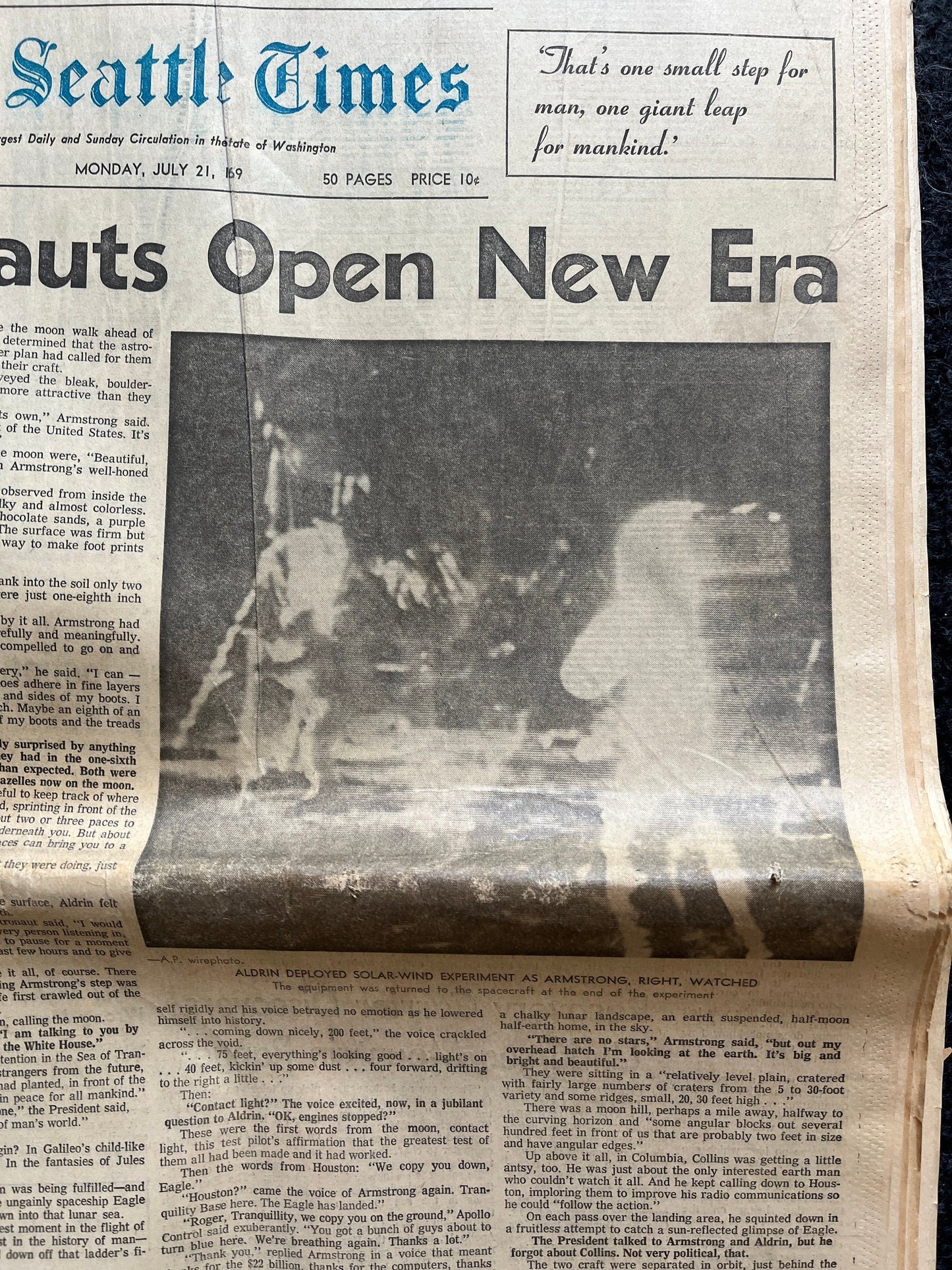 Original Moon Landing Vintage Newspaper - NASA Apollo 11 Program Moonwalk - Space Race Neil Armstrong Buzz Aldrin - Gifts For Nerds, Space A