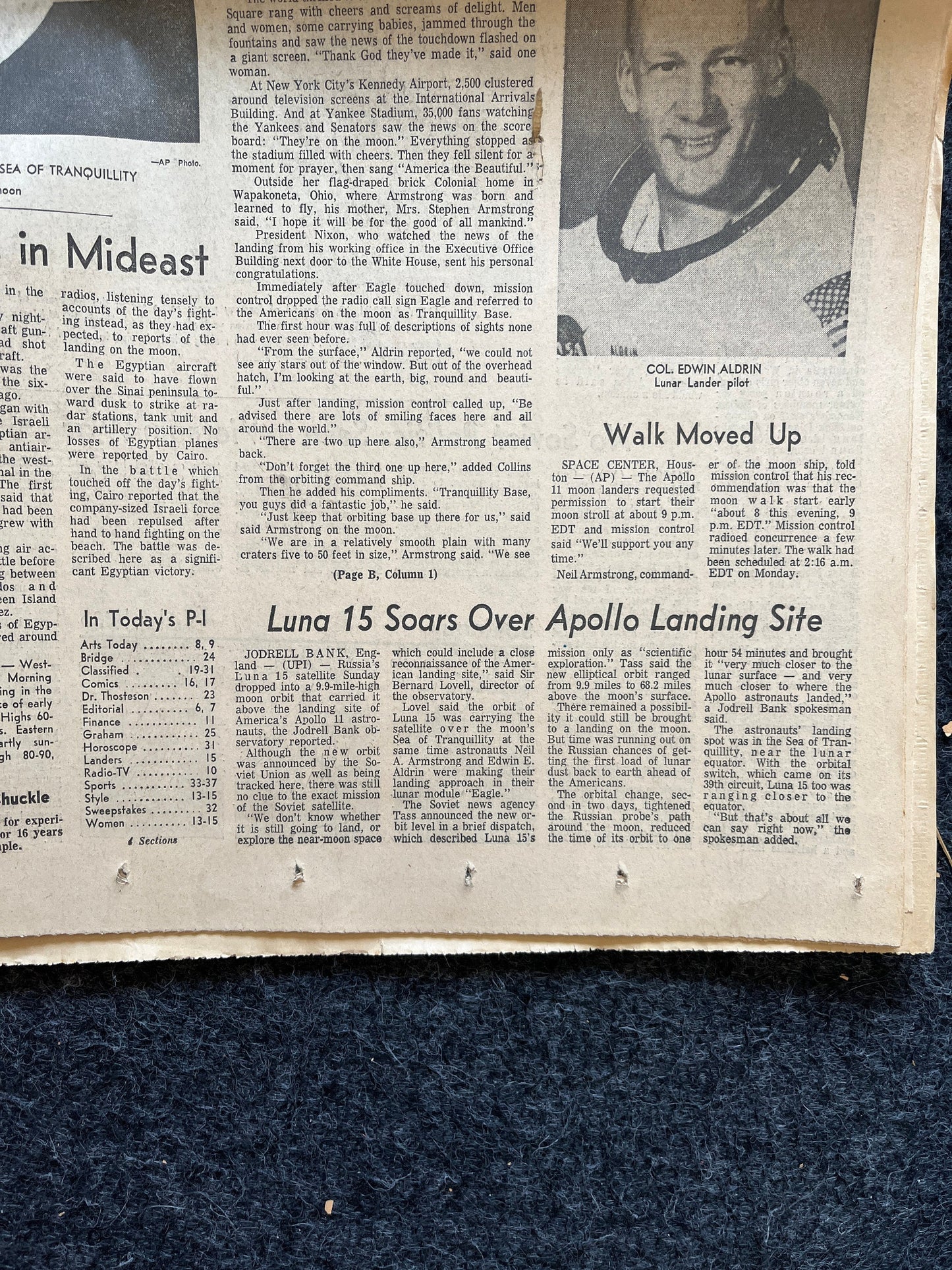 Original Moon Landing Vintage Newspaper - NASA Apollo 11 Program Moonwalk - Space Race Neil Armstrong Buzz Aldrin - Gifts For Nerds, Space A