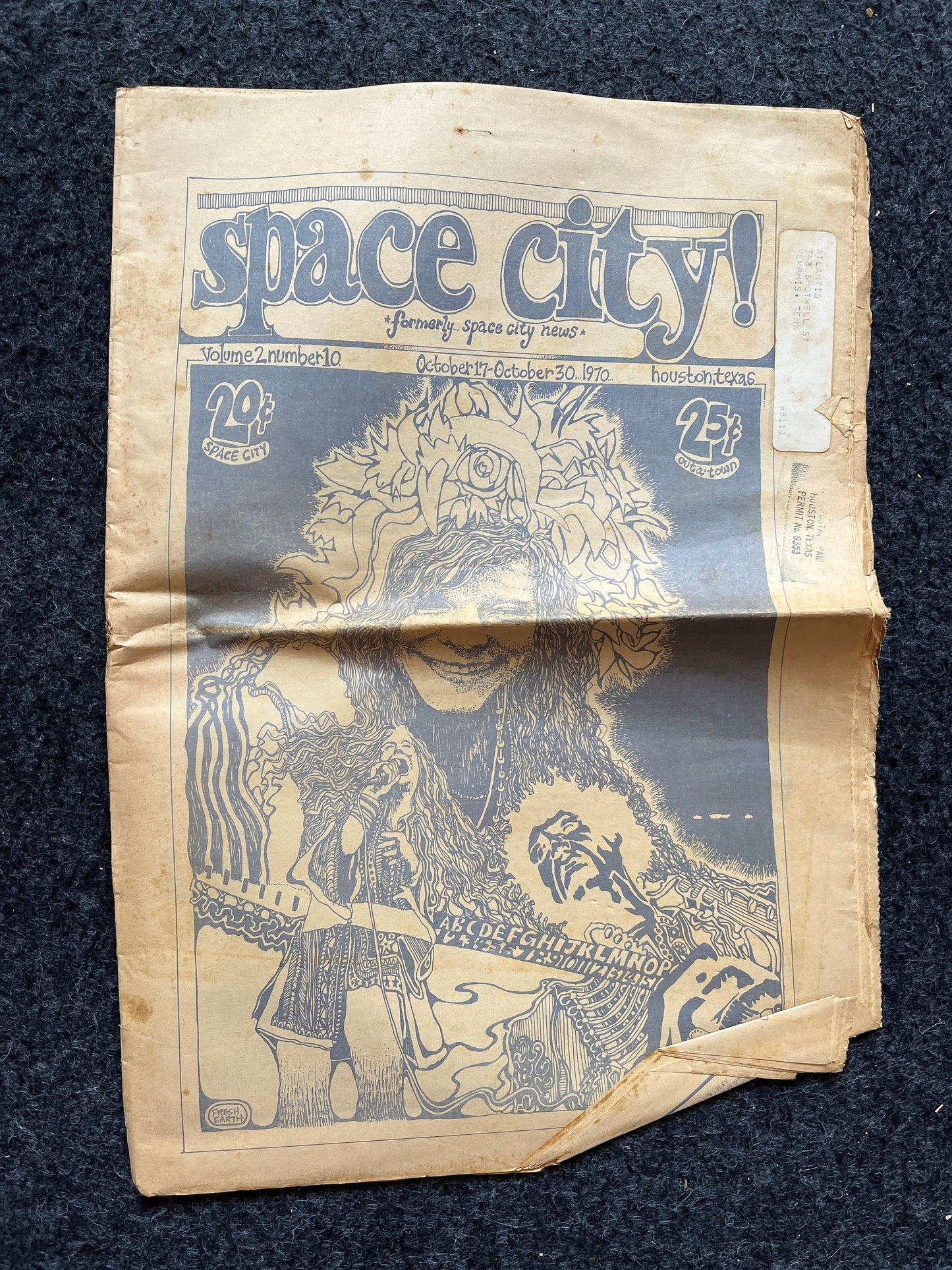 1970s Space City Houston Texas Underground Newspaper, Black Panther Party, Vintage Antique Collectibles, Hippie Grunge Art Gifts,
