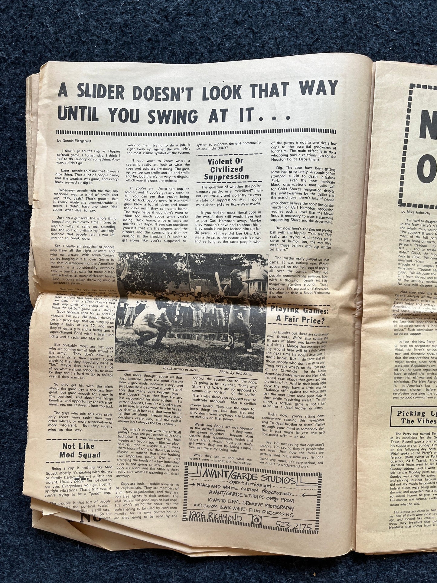 1970s Space City Houston Texas Underground Newspaper, Black Panther Party, Vintage Antique Collectibles, Hippie Grunge Art Gifts,