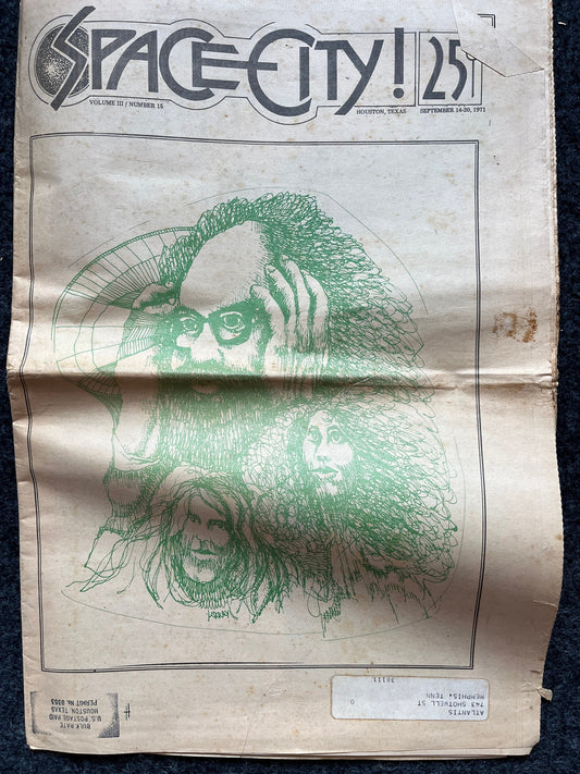 1970s Space City Houston Texas Underground Newspaper, Black Panther Party, Vintage Antique Collectibles, Hippie Grunge Art Gifts,