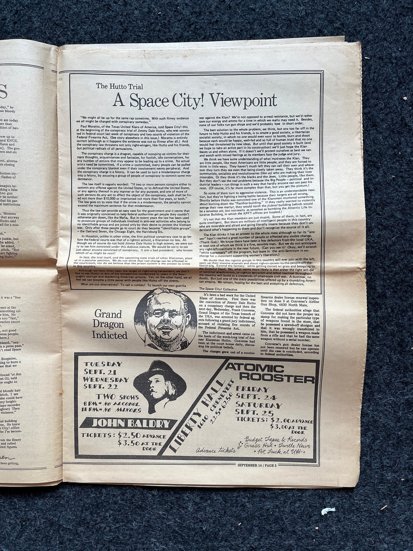1970s Space City Houston Texas Underground Newspaper, Black Panther Party, Vintage Antique Collectibles, Hippie Grunge Art Gifts,