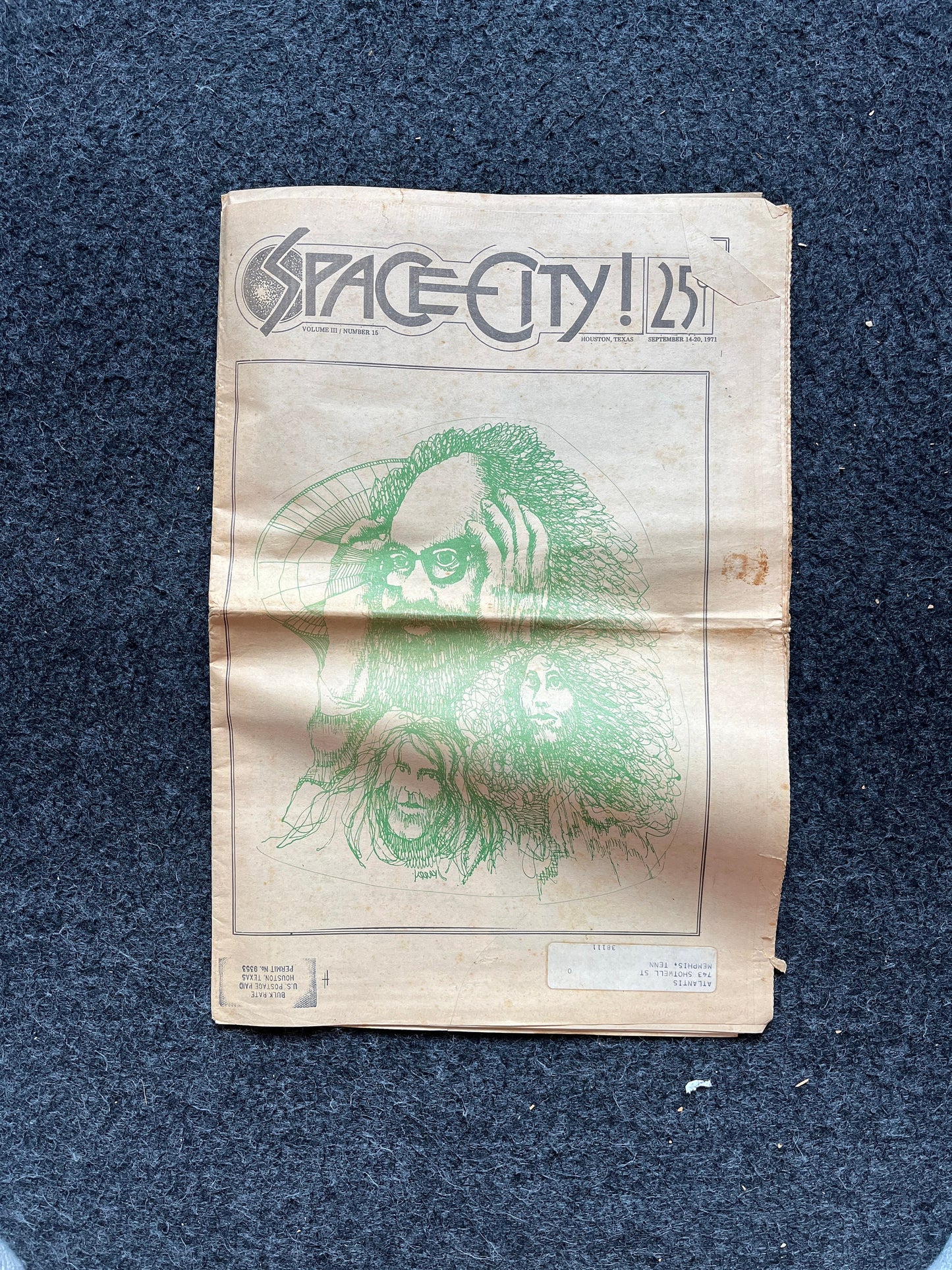 1970s Space City Houston Texas Underground Newspaper, Black Panther Party, Vintage Antique Collectibles, Hippie Grunge Art Gifts,