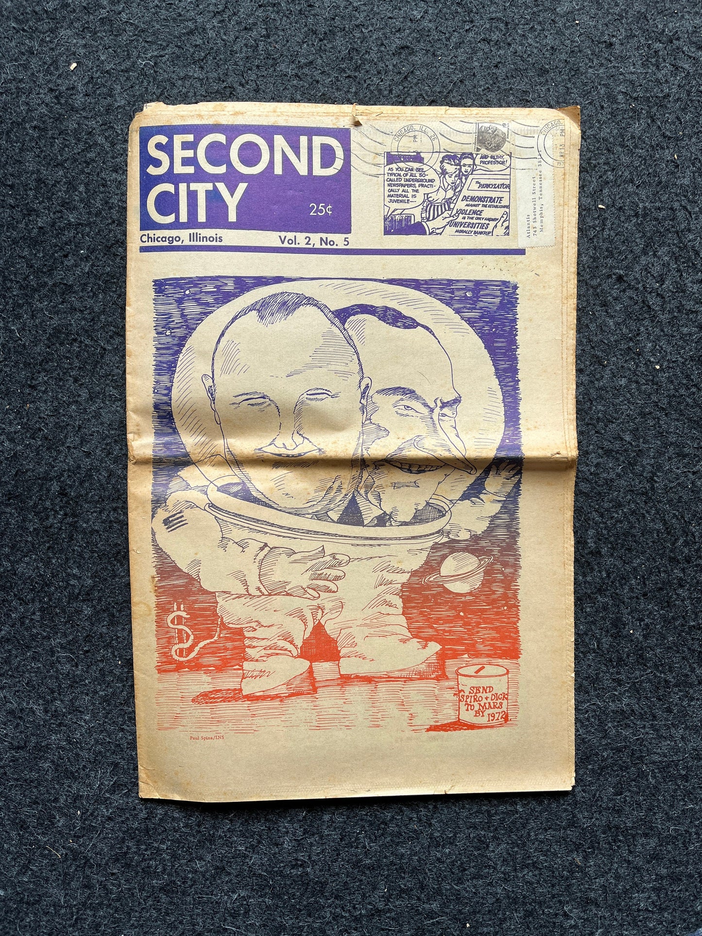1972 Nixon in Space City Houston Texas Underground Newspaper, Black Panther Party, Vintage Antique Collectibles, Hippie Grunge Art Gifts,