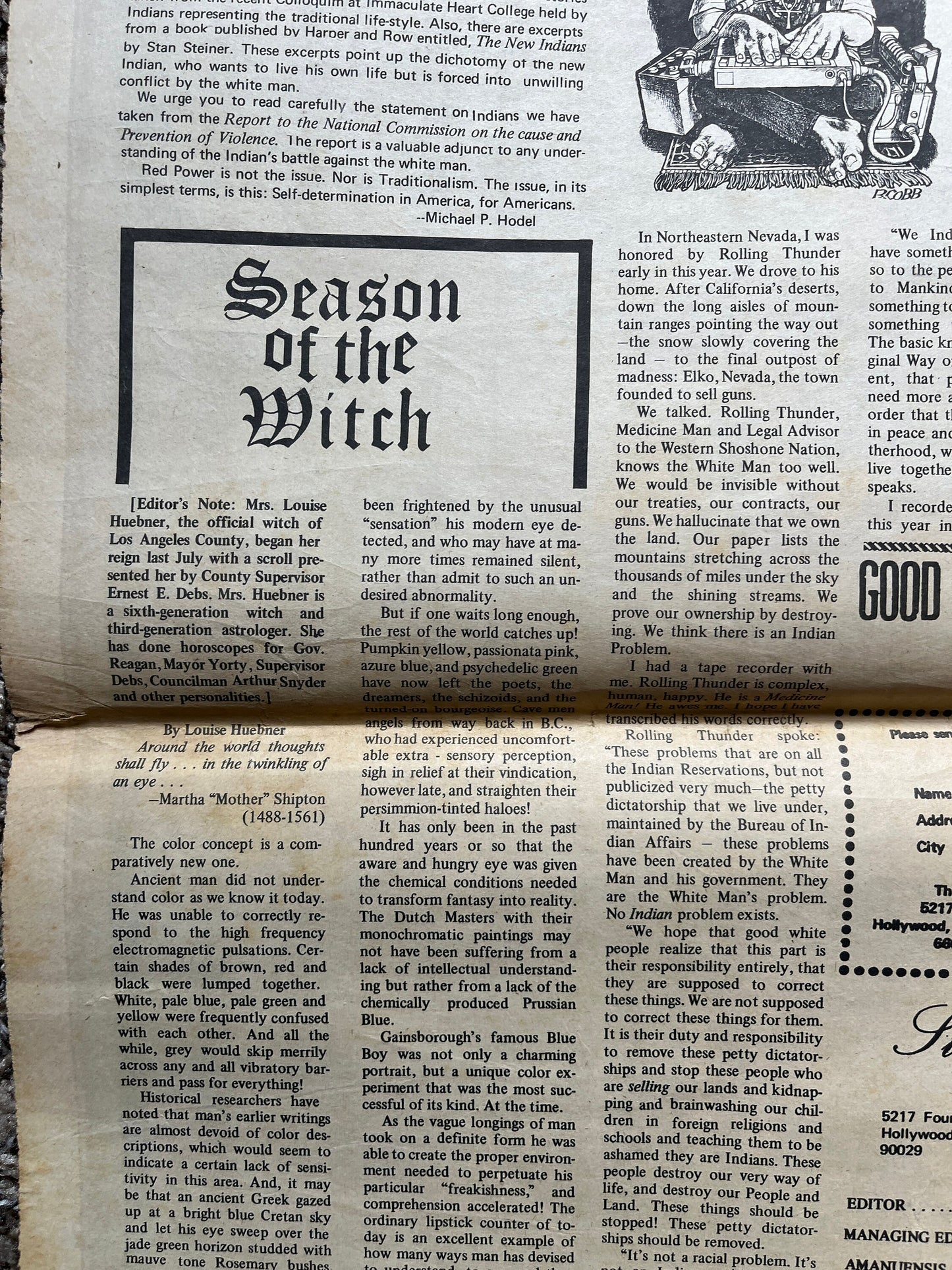 1970s Native American Underground Newspaper, Black Panther Party, Vintage Antique Collectibles, San Francisco Gifts, Indian Artwork