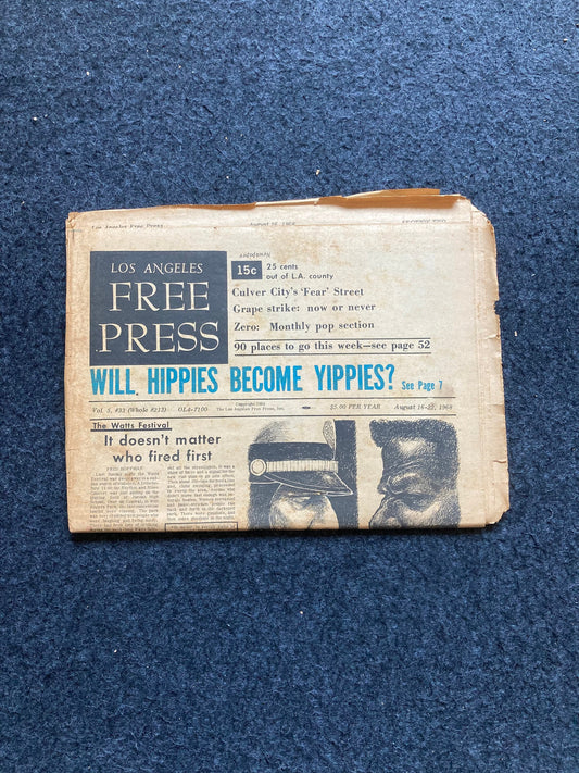 1970s CounterCulture LGBT Los Angeles Free Press, Black Panther Party, Underground Far-Left Newspaper, Vintage Newspaper, Original Newspaper
