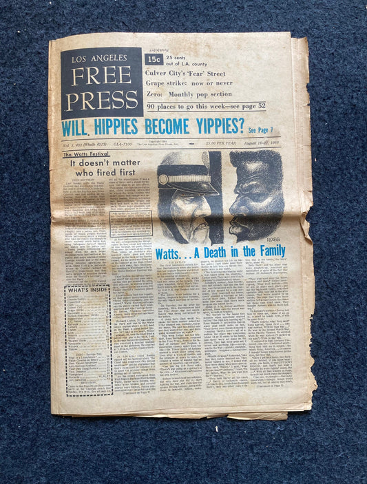 1970s CounterCulture LGBT Los Angeles Free Press, Black Panther Party, Underground Far-Left Newspaper, Vintage Newspaper, Original Newspaper