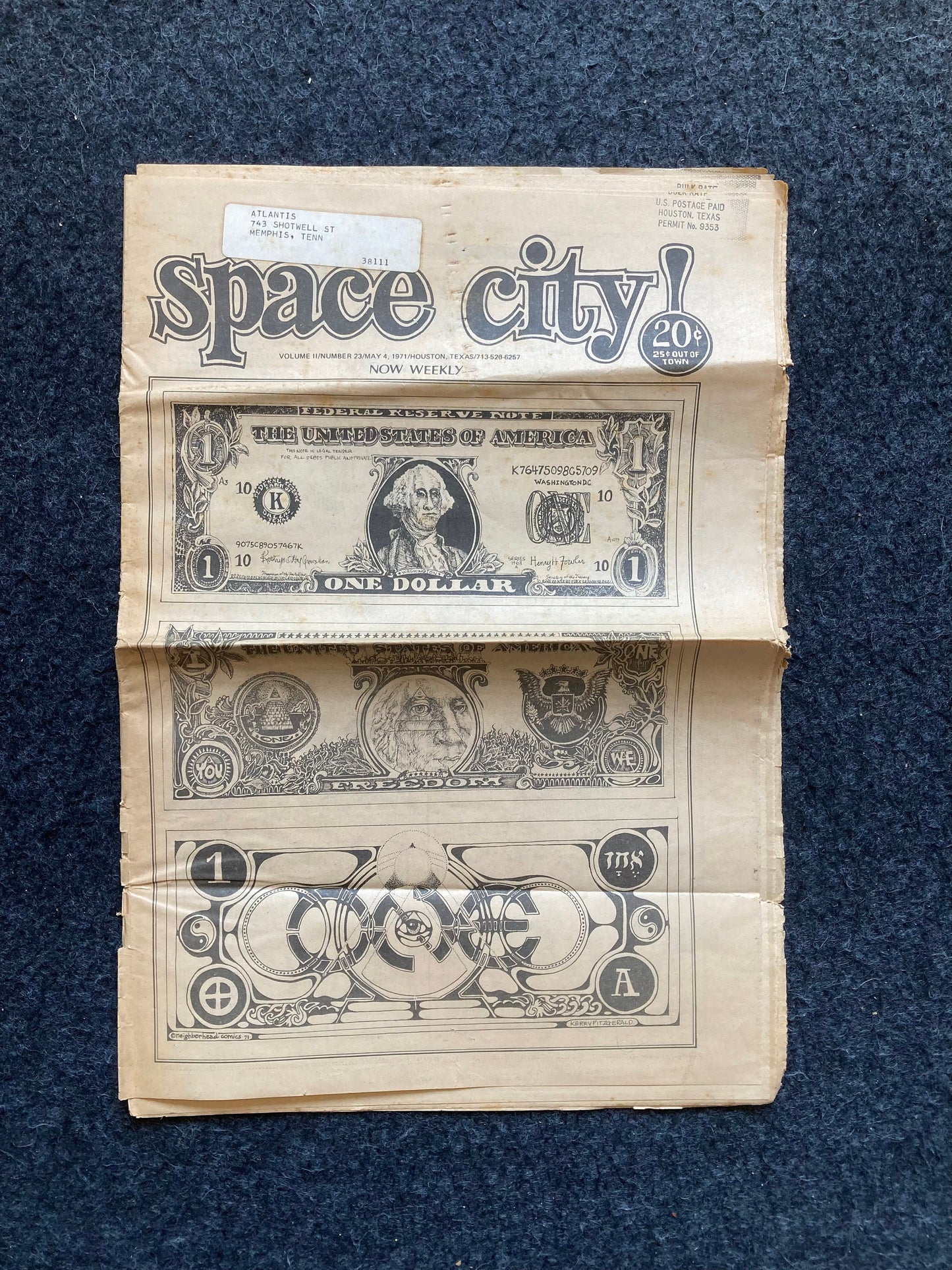 1970s Space City Houston Texas Underground Newspaper, Black Panther Party, Vintage Antique Collectibles, Hippie Grunge Art Gifts,