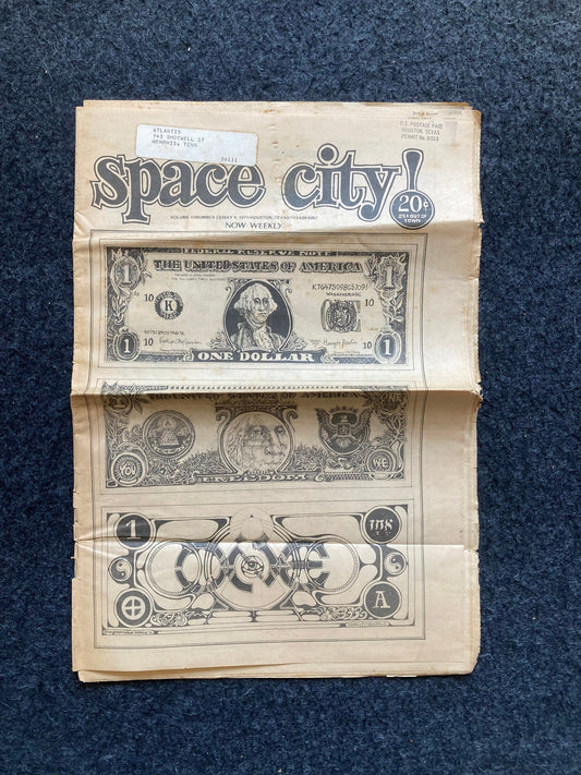 1970s Space City Houston Texas Underground Newspaper, Black Panther Party, Vintage Antique Collectibles, Hippie Grunge Art Gifts,