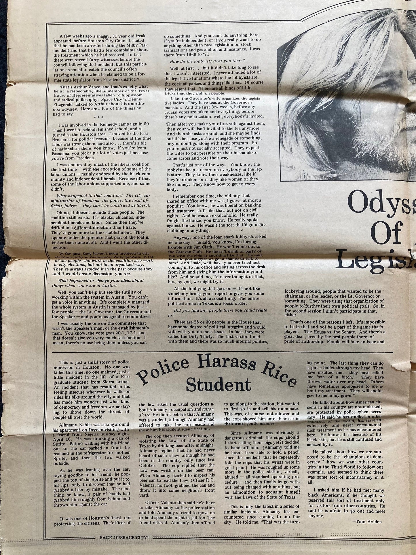 1970s Space City Houston Texas Underground Newspaper, Black Panther Party, Vintage Antique Collectibles, Hippie Grunge Art Gifts,