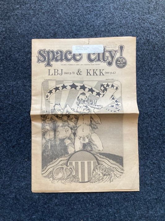 1970s Space City Houston Texas Underground Newspaper, Black Panther Party, Vintage Antique Collectibles, Hippie Grunge Art Gifts,