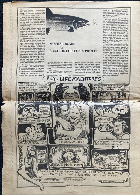 1970s Space City Houston Texas Underground Newspaper, Black Panther Party, Vintage Antique Collectibles, Hippie Grunge Art Gifts,