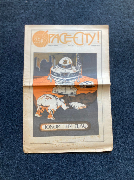 1970s Space City Houston Texas Underground Newspaper, Black Panther Party, Vintage Antique Collectibles, Hippie Grunge Art Gifts,