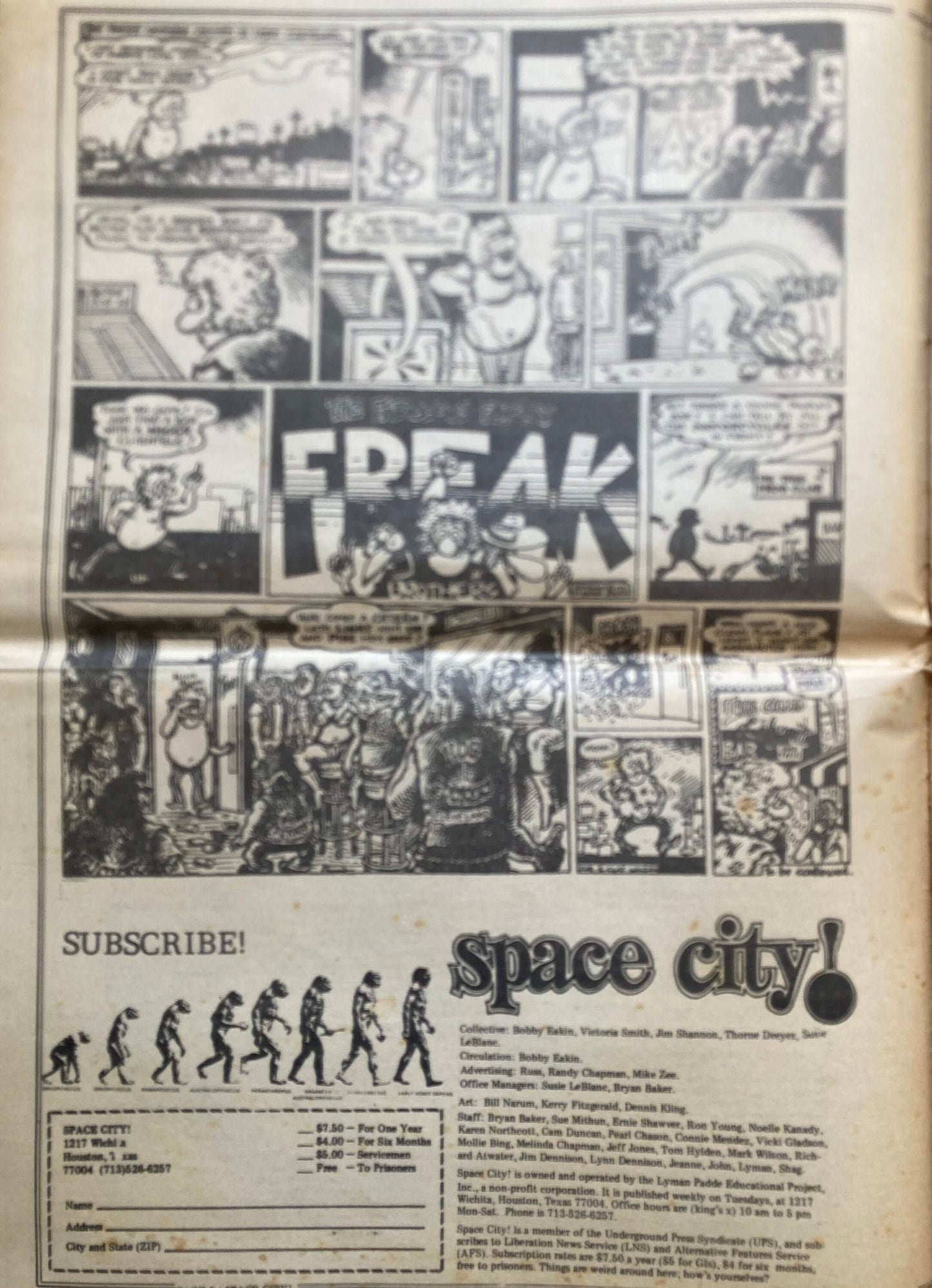 1970s Space City Houston Texas Underground Newspaper, Black Panther Party, Vintage Antique Collectibles, Hippie Grunge Art Gifts,