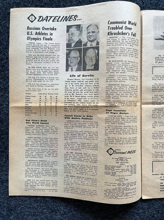 1970s Childrens Cold War Newspaper, Vintage Antique Collectibles, Original Childrens Educational Item, Gifts for Teachers, Gifts for Kids