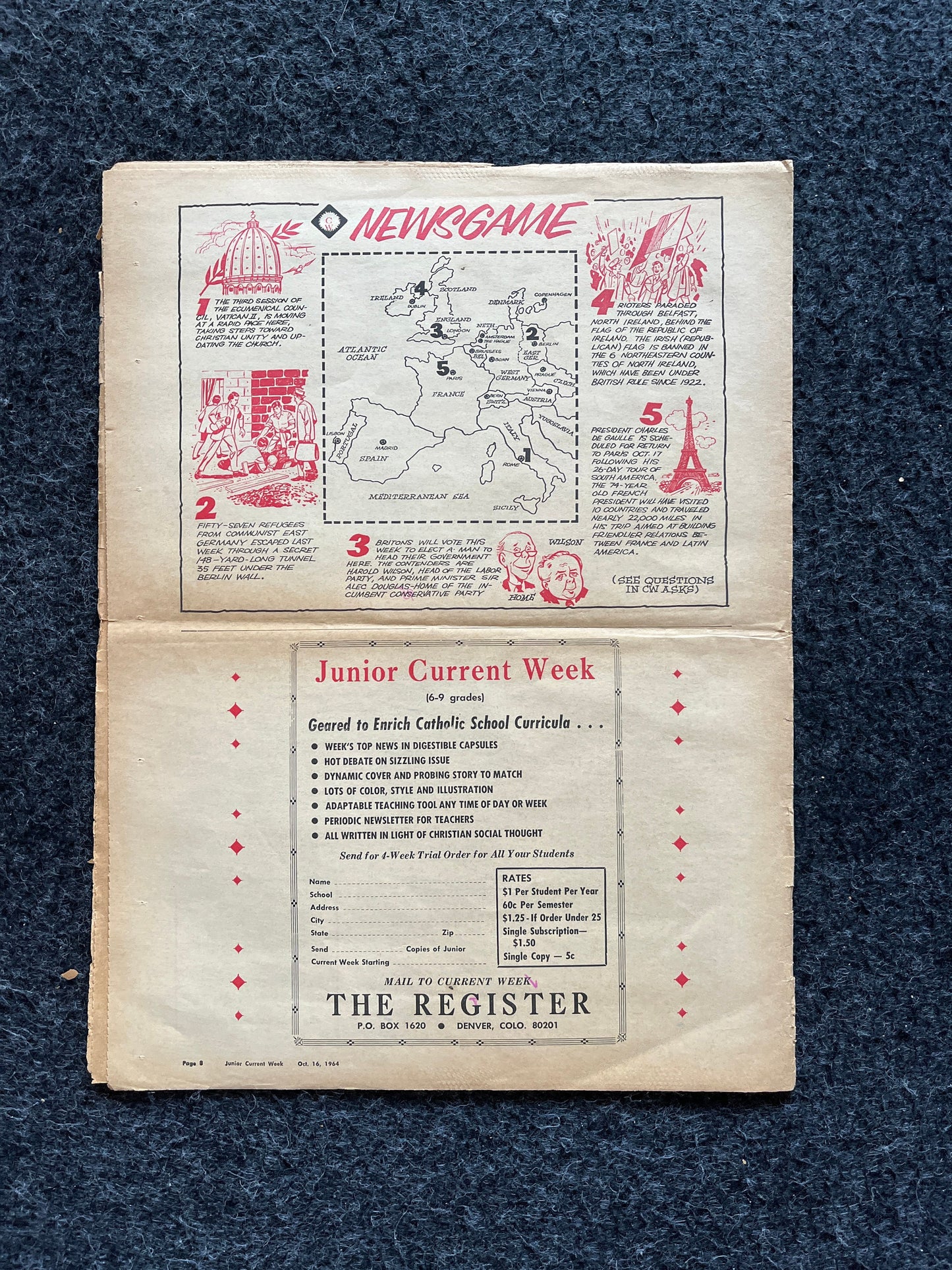 1970s Children Cold War Newspaper, Vintage Antique Collectibles, Biology Evolution Giftts, Educational Item, Gifts for Teacher, Gift for Kid