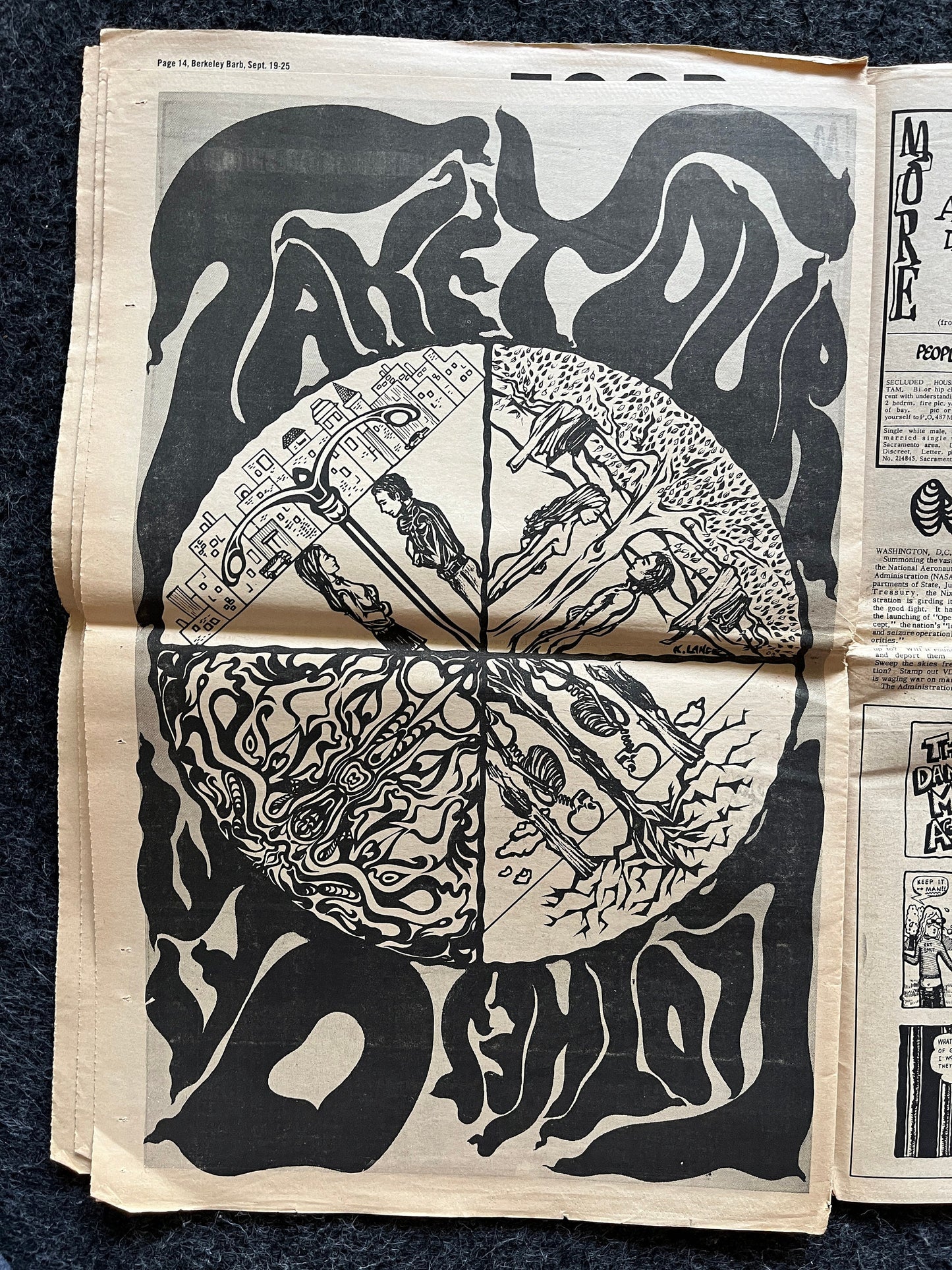 1970s Berkeley Bark CounterCulture, Black Panther Party, Underground Newspaper, Vintage Newspaper, San Francisco California, Black Gifts