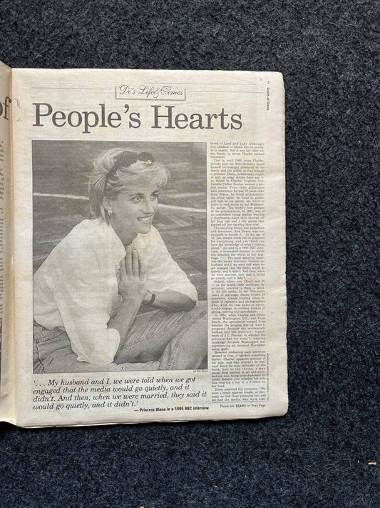 Rare Vintage Princess Diana Memorial Newspaper - 1997 Commemorative Edition, British Monarchy, UK European History, England Royalty Decor