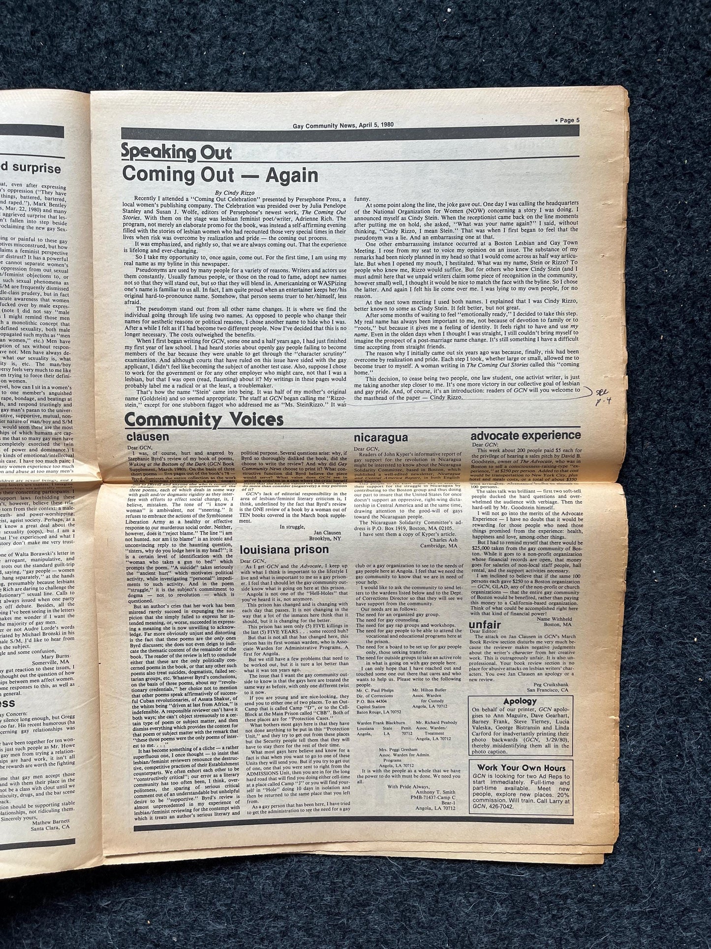 1980s LGBT Newspaper, LGBTQIA Memorabilia, Queer Gifts Artworks, Lesbian gift, Underground Newspaper, Gay Books Magazines, Boston History