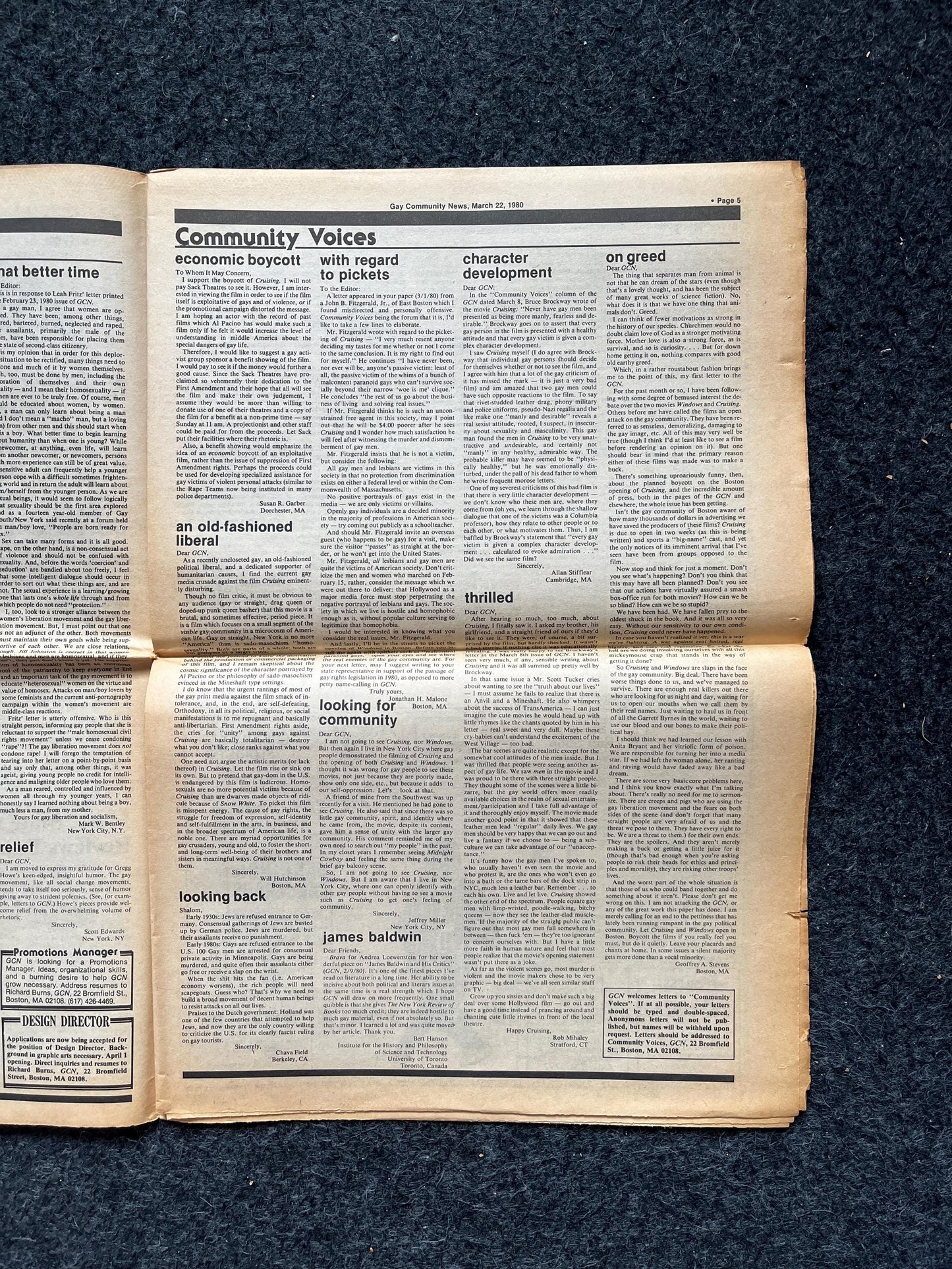1980s LGBT Newspaper, LGBTQIA Memorabilia, Queer Gifts Artworks, Lesbian gift, Underground Newspaper, Gay Books Magazines, Boston History