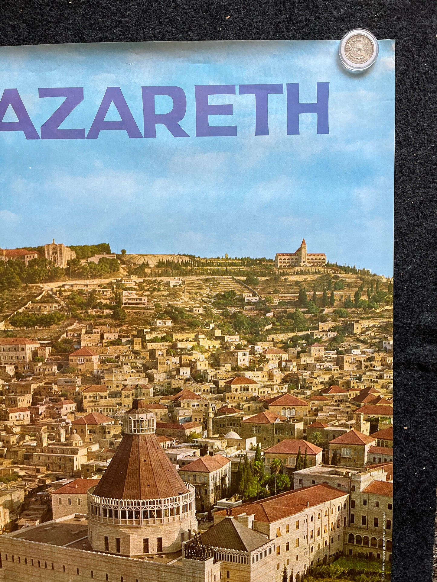 Vintage 1980s Nazareth Israel Travel Poster - Vintage Advertising Jewish Travel Poster, Vintage Photography, 27 x 39 Aviation Poster