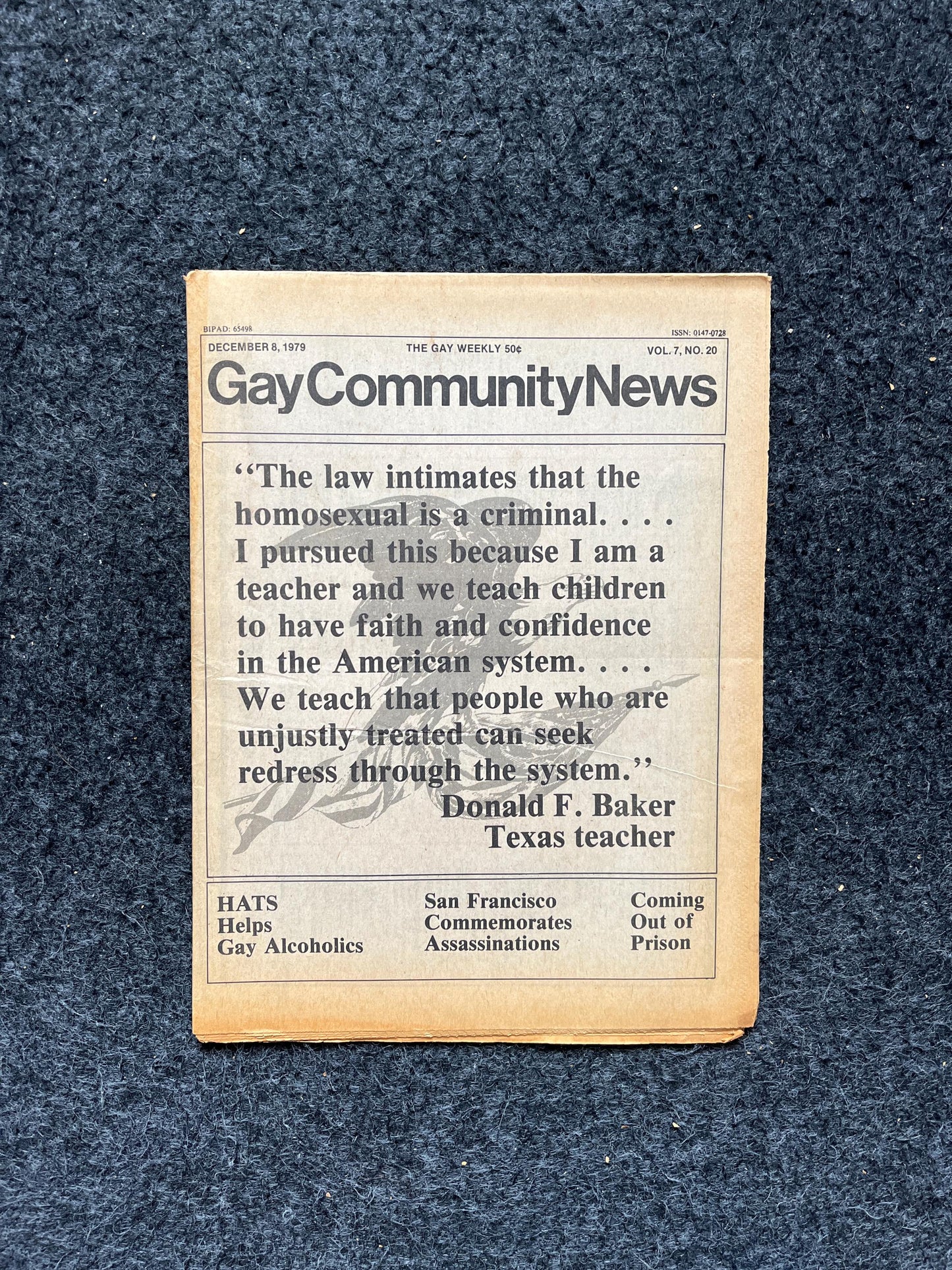 1980s LGBT Texas Donald Baker Newspaper, LGBTQIA Memorabilia, Queer Gifts Artworks, Lesbian gift, Underground Newspaper, Gay Books Magazine