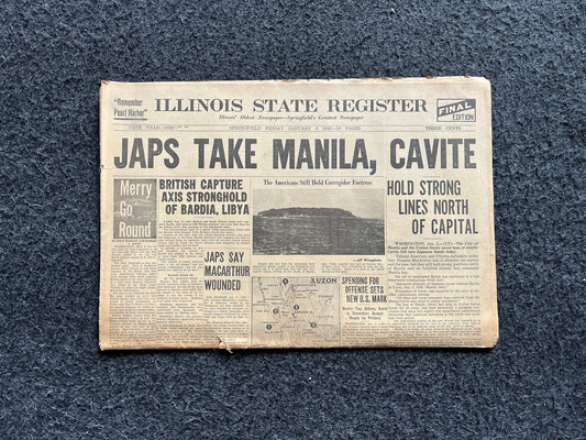 WW2 1942 Fall of Manila Philippines History and Resistance - Luzon Invasion - Vintage Newspaper Original World War 2 Memorabilia