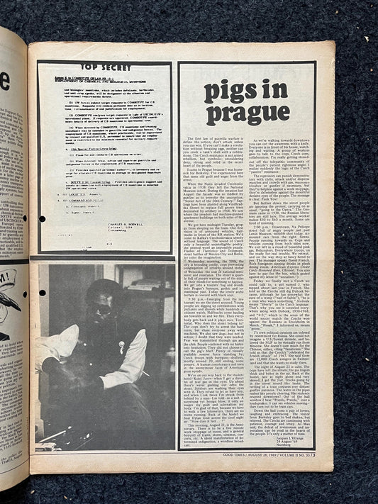 1969 Leftist Newspaper Vintage Ephemera Gifts, Vintage Zine, Good Times Decor, Black Panther Party, Antique Collectibles, San Francisco