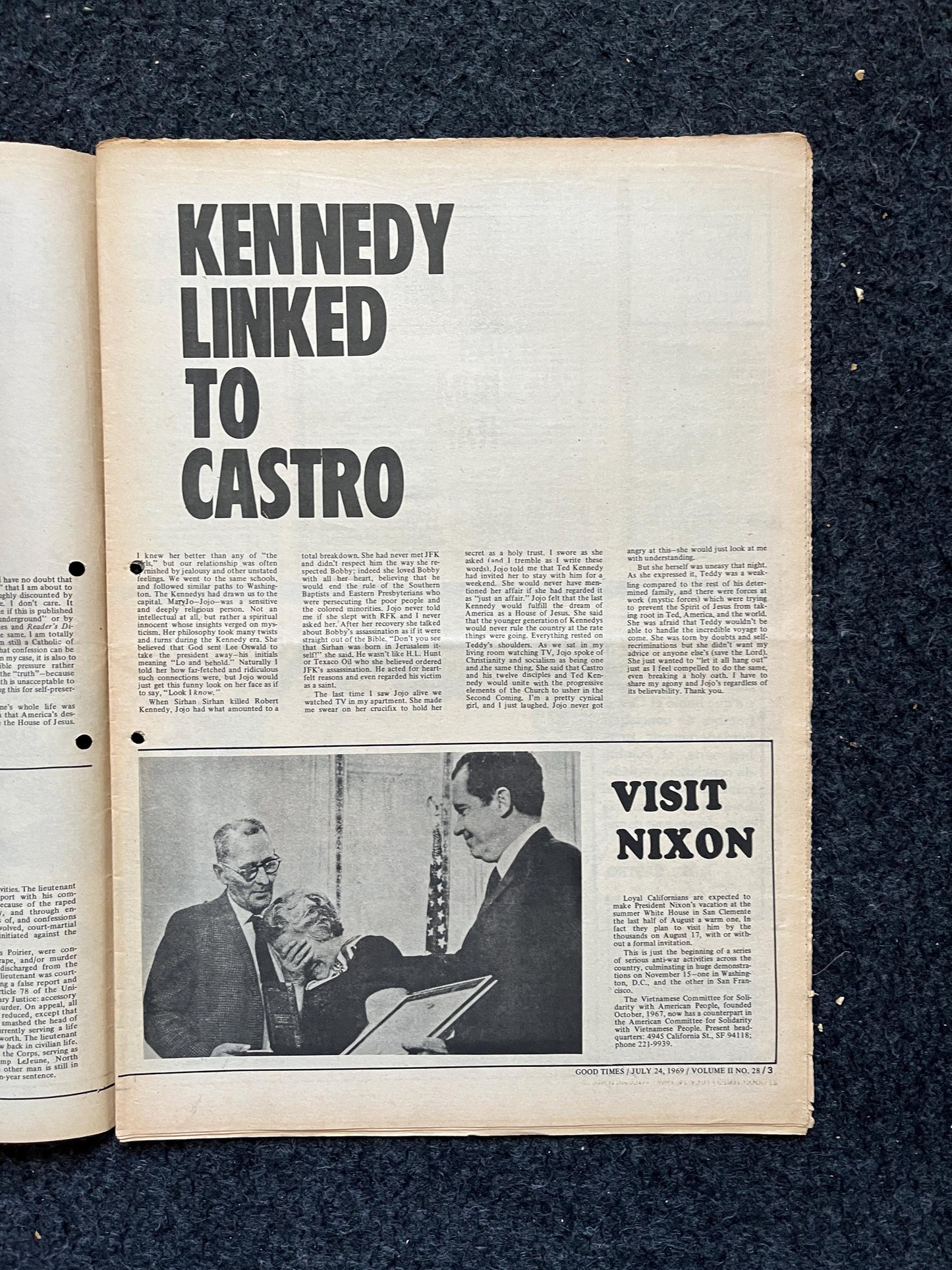 1969 Anti Nixon Newspaper, Vintage Zine, Good Times Newspaper Black Panther Party, Vintage Antique Collectible, San Francisco Woodstock