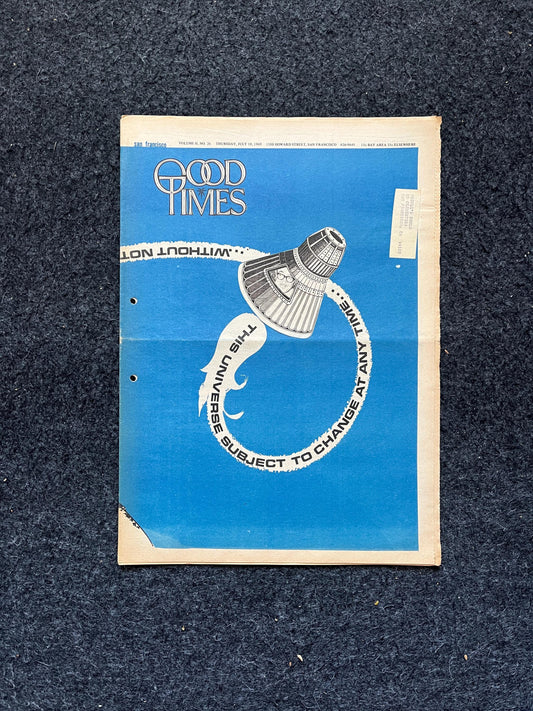 1969 Moon landing Leftist Zine Vintage Good Times Newspaper, Black Panther Party, Vintage Antique Collectibles, San Francisco, Space Gifts