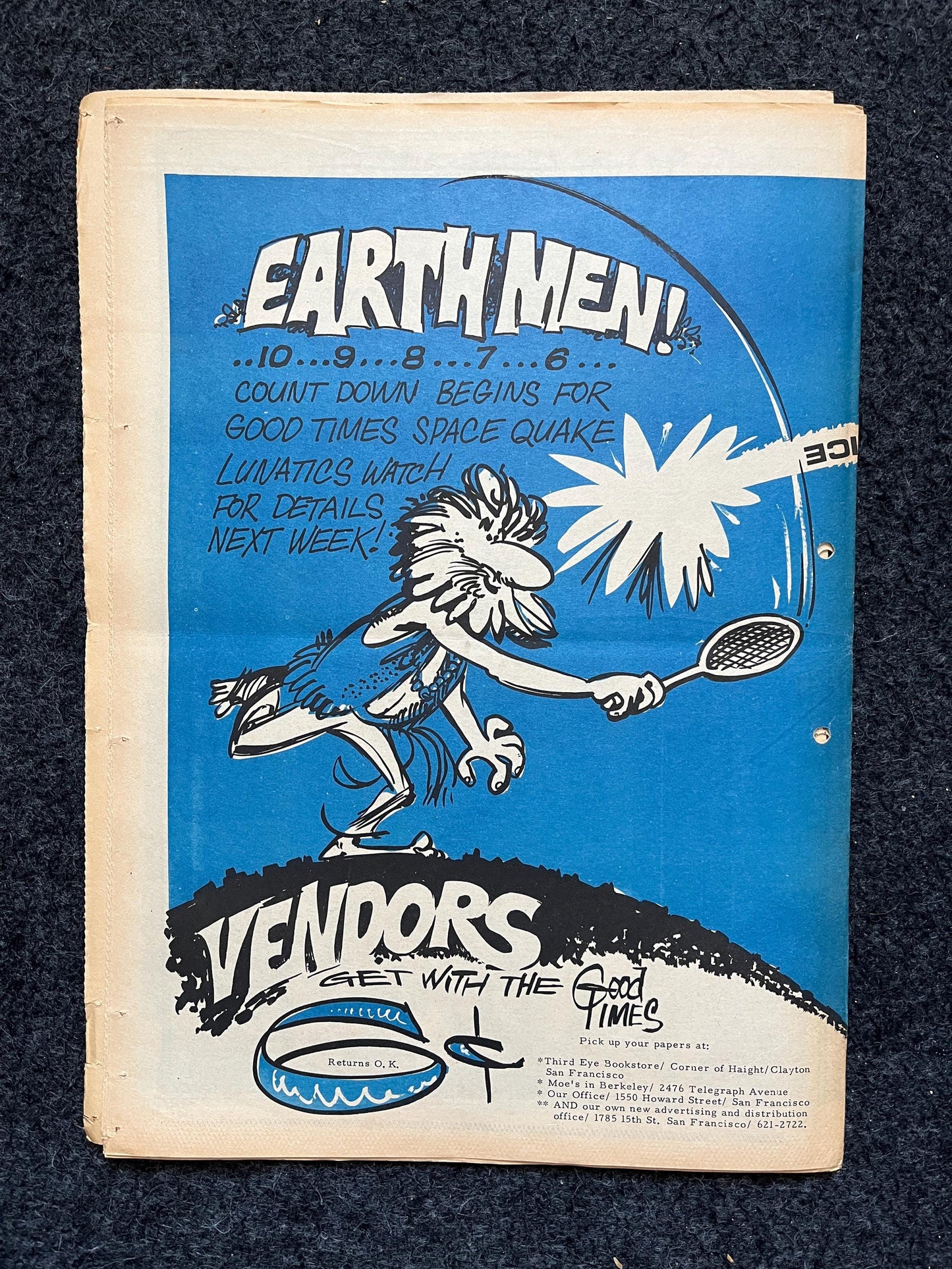 1969 Moon landing Leftist Zine Vintage Good Times Newspaper, Black Panther Party, Vintage Antique Collectibles, San Francisco, Space Gifts