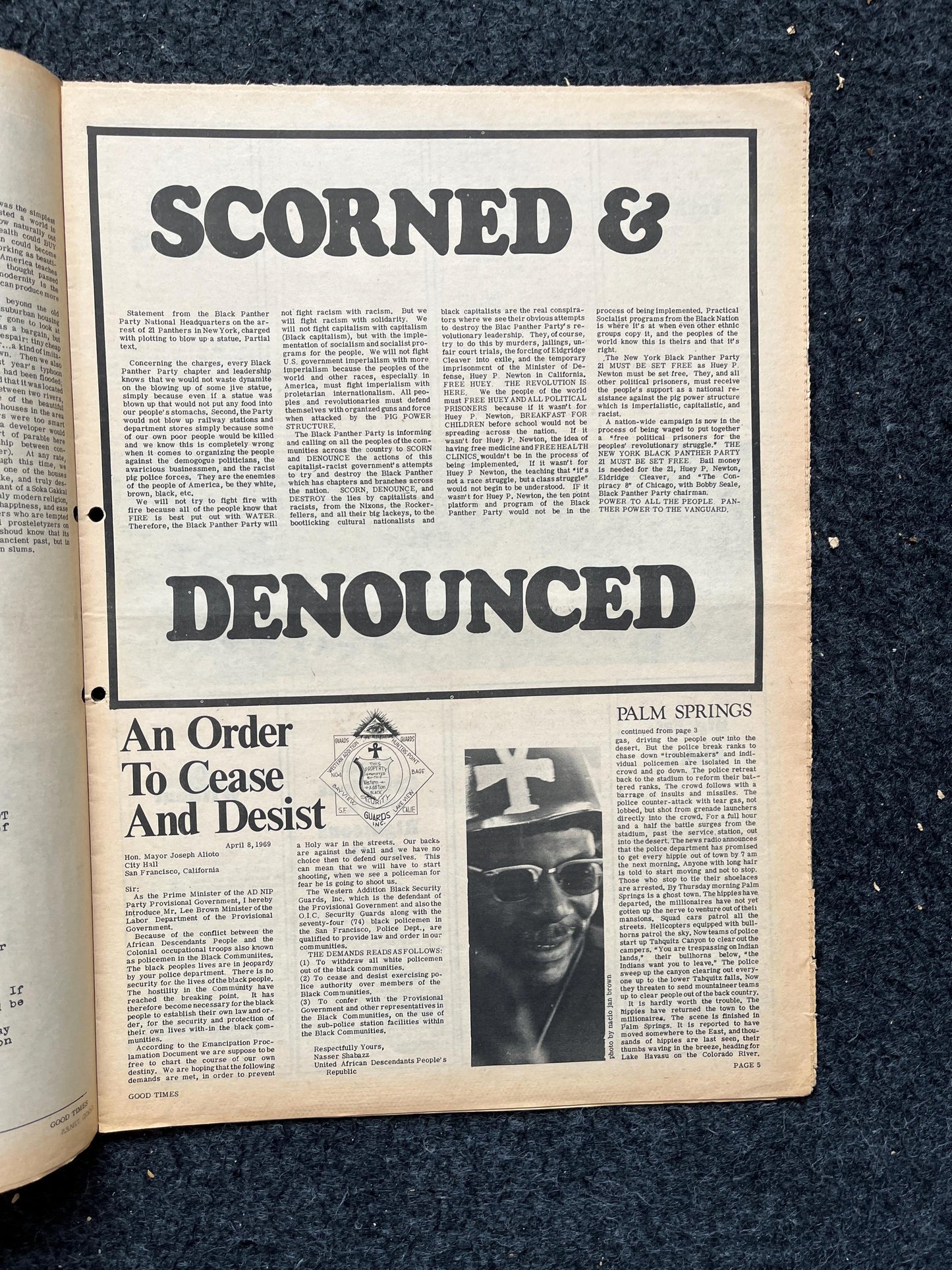 1969 San Francisco Leftist Newspaper Vintage Ephemera Gifts, Vintage Zine, Good Times Decor, Black Panther Party, California Gifts