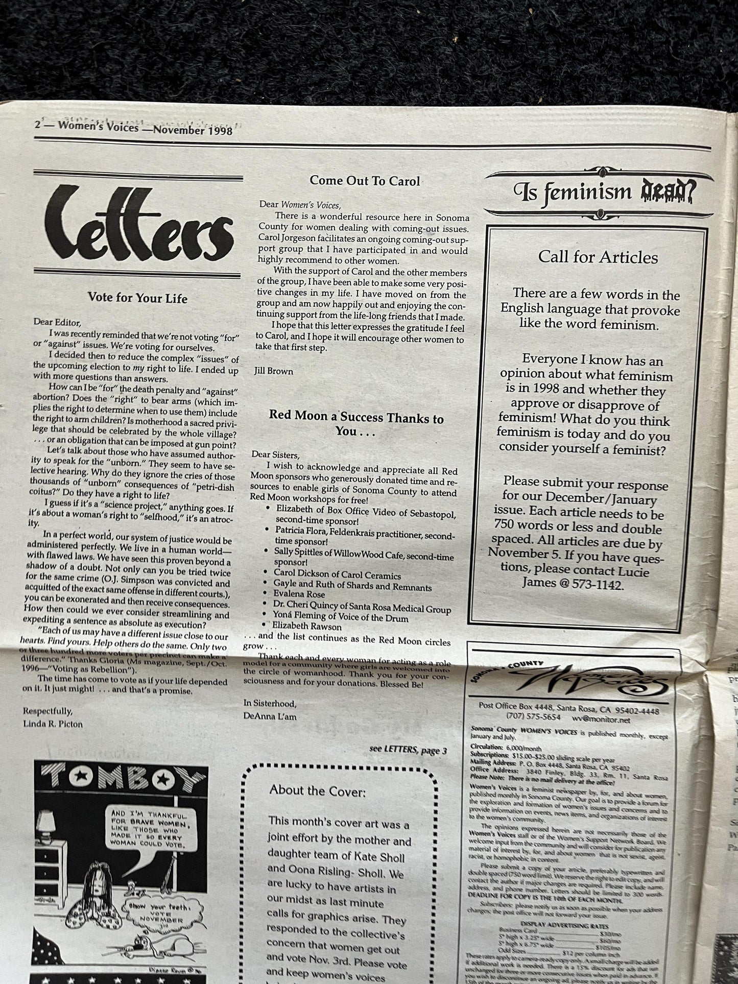 Vintage 2000 Feminist Newspaper, Womens Voice Third Wave Feminism, Gifts for Wife Mother, Feminist Gifts, Female Empowerment, Feminist Art
