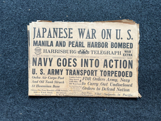 1941 WW2 Pearl Harbor, December 7th Vintage Newspaper, World War 2 Memorabilia, Germany WW2, Original Newspaper Military Memorabilia