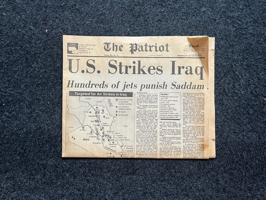 1991 Operation Desert Storm War Begins - Original Vintage Newspaper - George Bush Sr Declares War on Iraq Kuwait Liberation Washington Post