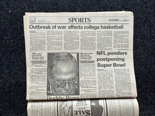 1991 Operation Desert Storm War Begins - Original Vintage Newspaper - George Bush Sr Declares War on Iraq Kuwait Liberation Washington Post
