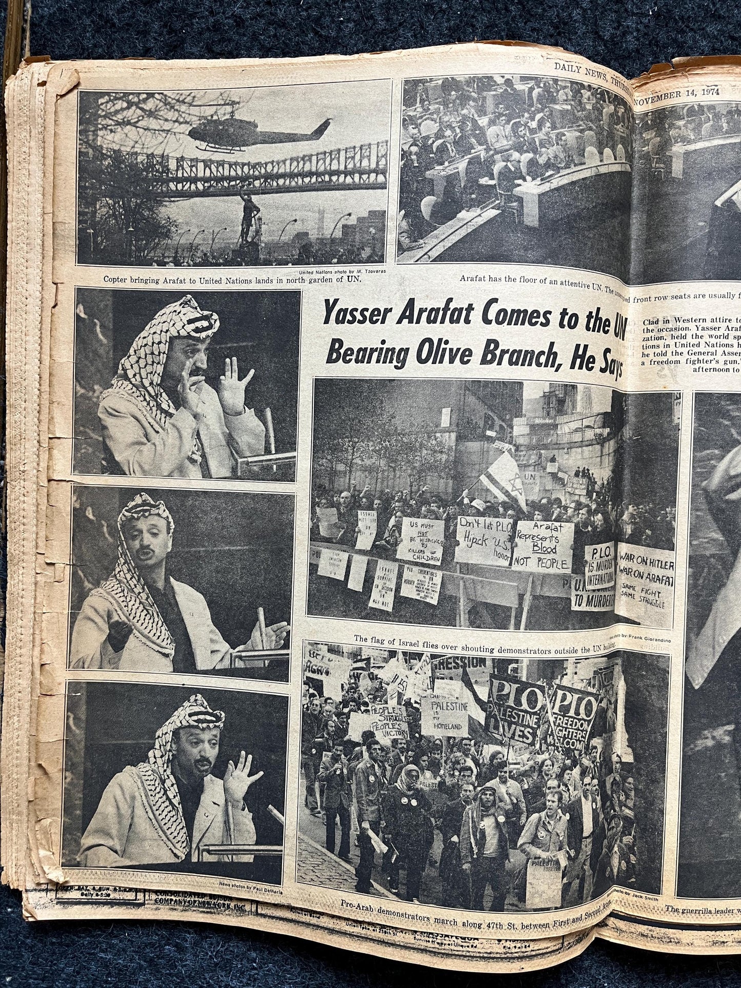 1970s Yasser Arafat Free Palestine Underground Newspaper, Black Panther Party, Vintage Antique Collectibles, Middle East Gifts, Israel Art