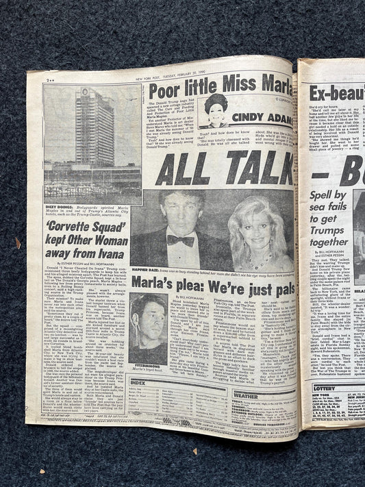1990 Donald Ivana Trump Affair, Trump Gifts and Artwork, Republican decorations, Make America Great Again, Vintage MAGA newspaper