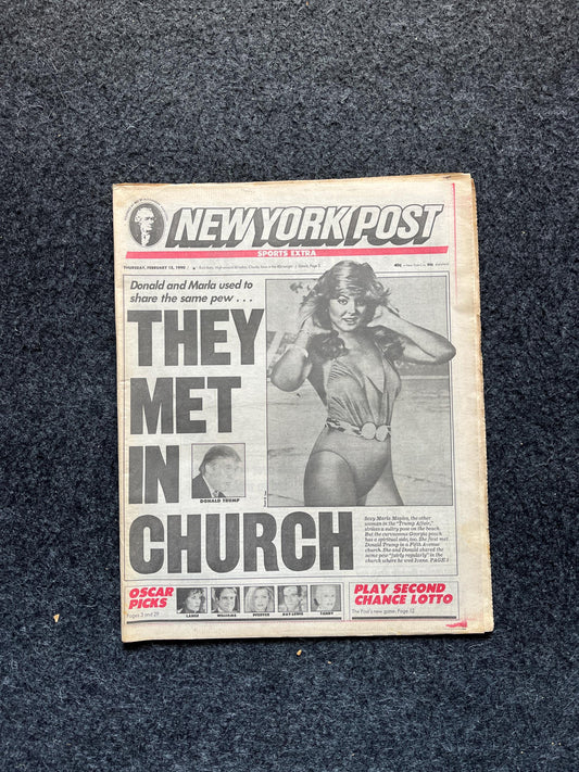 1990 Donald Ivana Trump Affair, Trump Gifts and Artwork, Republican decorations, Make America Great Again, Vintage MAGA newspaper