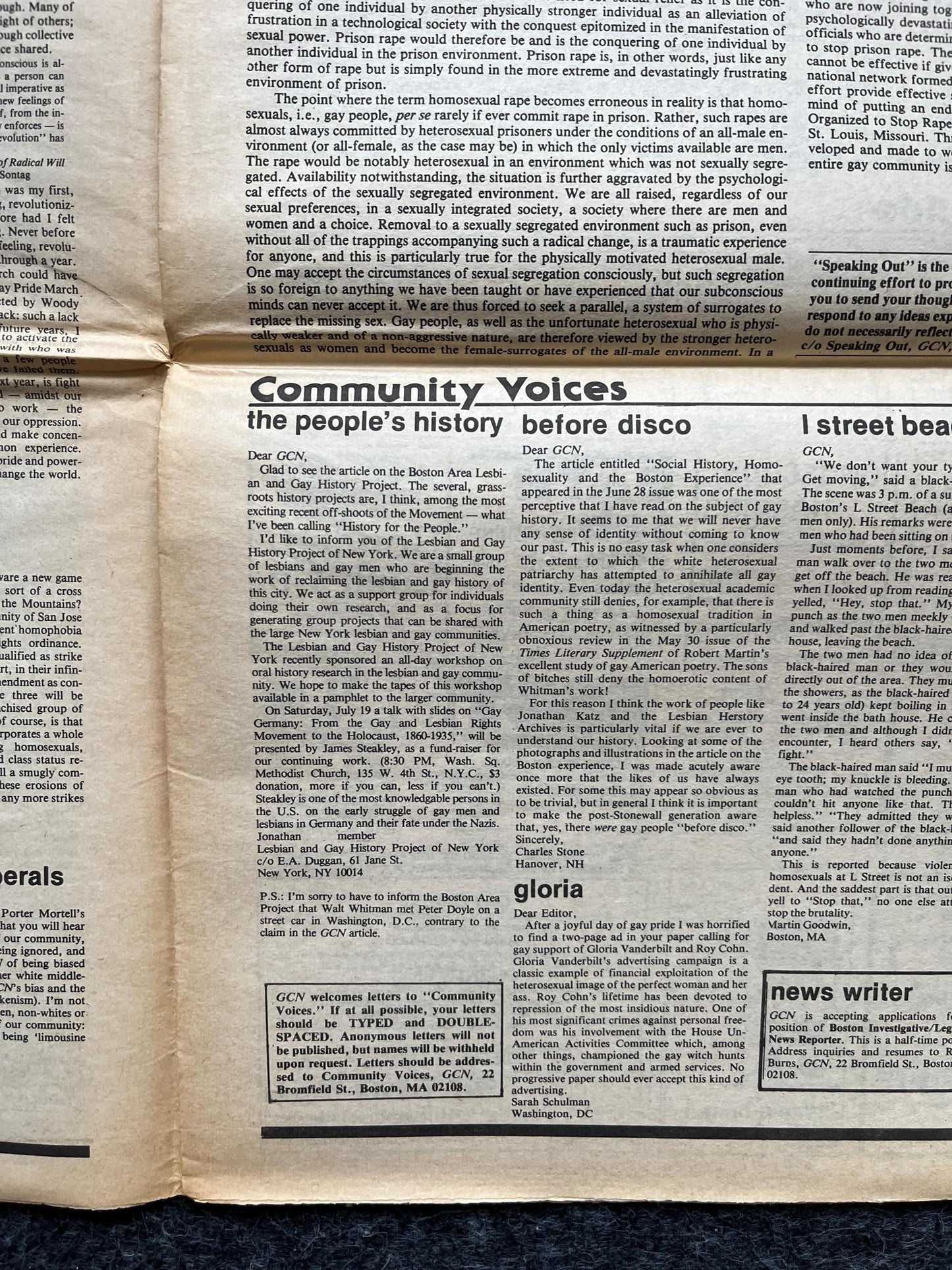 Vintage 1980s Boston LGBT Newspaper, LGBTQIA Memorabilia, Queer Gifts Artworks, Lesbian gift, Trans Acceptance, Gay Books Magazines,